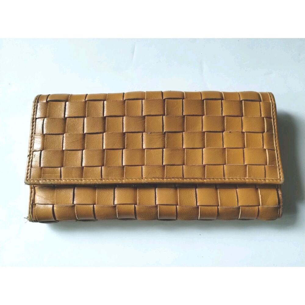 Desmo Made In Italy Woven Leather Clutch Wallet Handmade Artisan Craftsmanship